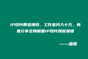 IP切片带货项目，工作室月入十万，免费分享全网明星IP切片授权渠道-涛哥