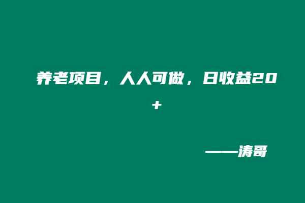 养老项目，人人可做，日收益20＋-涛哥
