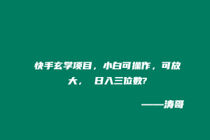 快手玄学项目，小白可操作，可放大， 日入三位数?-涛哥