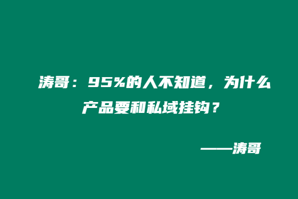 涛哥：95%的人不知道，为什么产品要和私域挂钩？-涛哥