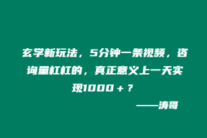 玄学新玩法，5分钟一条视频，咨询量杠杠的，真正意义上一天实现1000＋？-涛哥