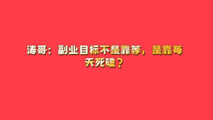 涛哥：副业目标不是靠等，是靠每天死磕?-涛哥