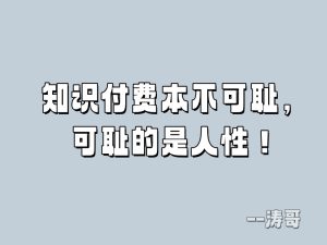 知识付费本不可耻，可耻的是人性！-涛哥