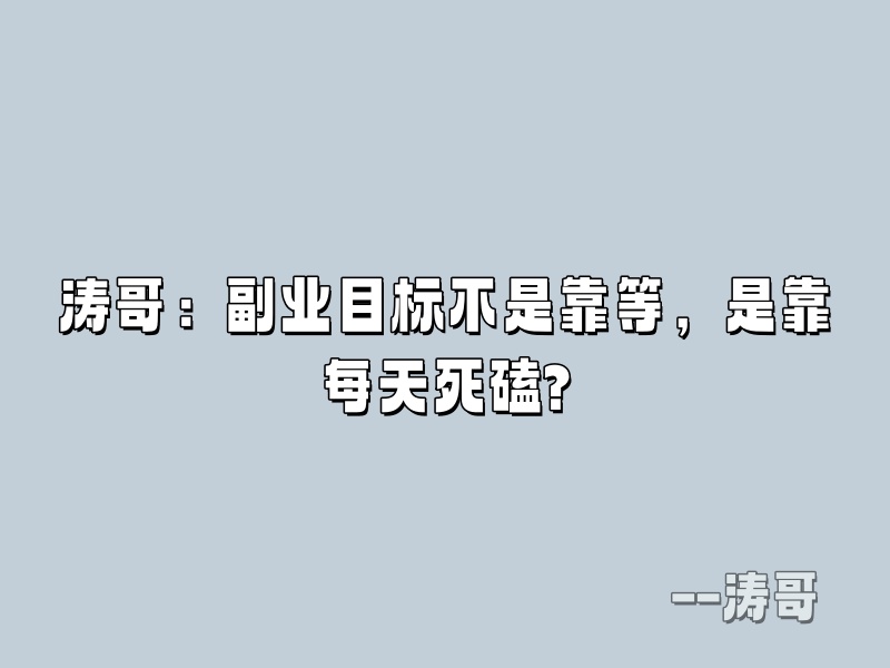 涛哥：副业目标不是靠等，是靠每天死磕?-涛哥