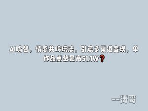AI嘴替，情感共鸣玩法，引流多渠道变现，单作品点赞最高51.1W❓-涛哥