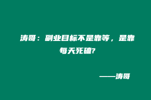 涛哥：副业目标不是靠等，是靠每天死磕?-涛哥