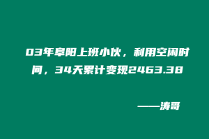 03年阜阳上班小伙，利用空闲时间，34天累计变现2463.38-涛哥