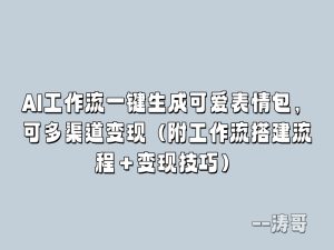 AI工作流一键生成可爱表情包，可多渠道变现（附工作流搭建流程＋变现技巧）-涛哥