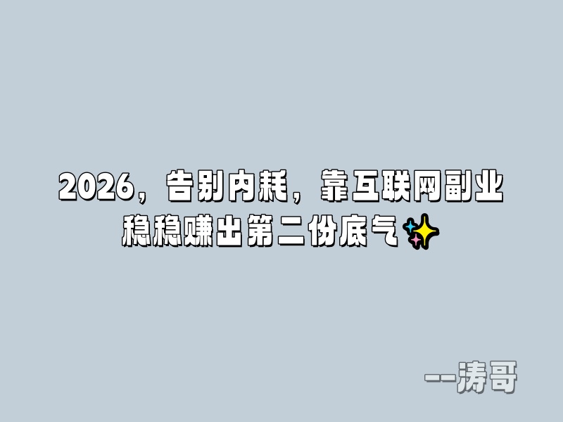 2026，告别内耗，靠互联网副业稳稳赚出第二份底气✨-涛哥