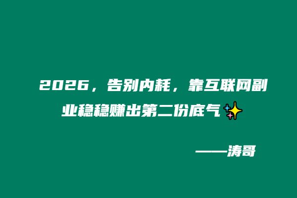 2026，告别内耗，靠互联网副业稳稳赚出第二份底气✨-涛哥