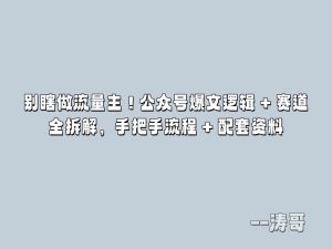 别瞎做流量主!公众号爆文逻辑 + 赛道全拆解,手把手流程 + 配套资料(细节化拆解全流程)-涛哥