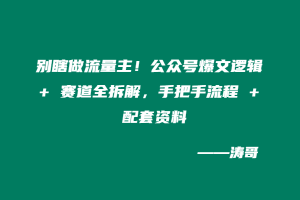 别瞎做流量主！公众号爆文逻辑 + 赛道全拆解，手把手流程 + 配套资料（细节化拆解全流程）-涛哥