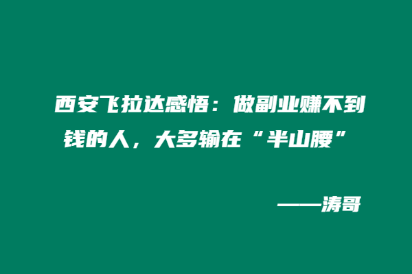 西安飞拉达感悟：做副业赚不到钱的人，大多输在“半山腰”-涛哥